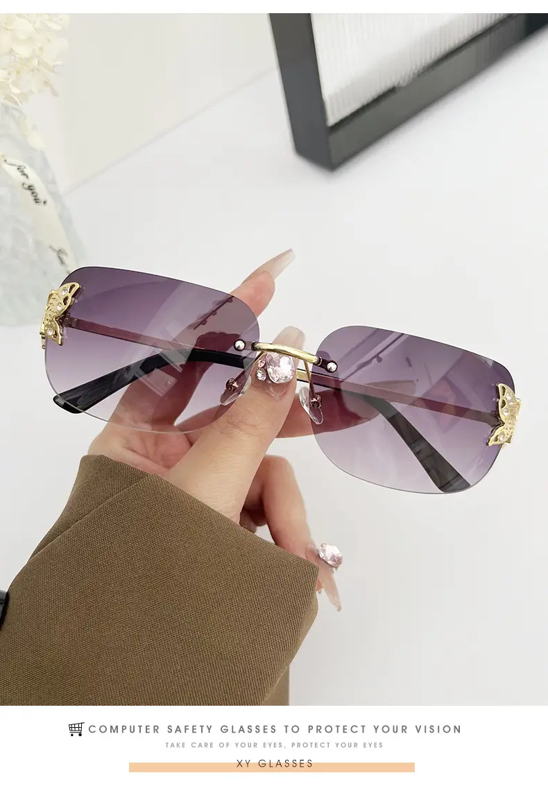 Butterfly Sunglasses for Women with Square Rim & Gold Tint — feature 1
