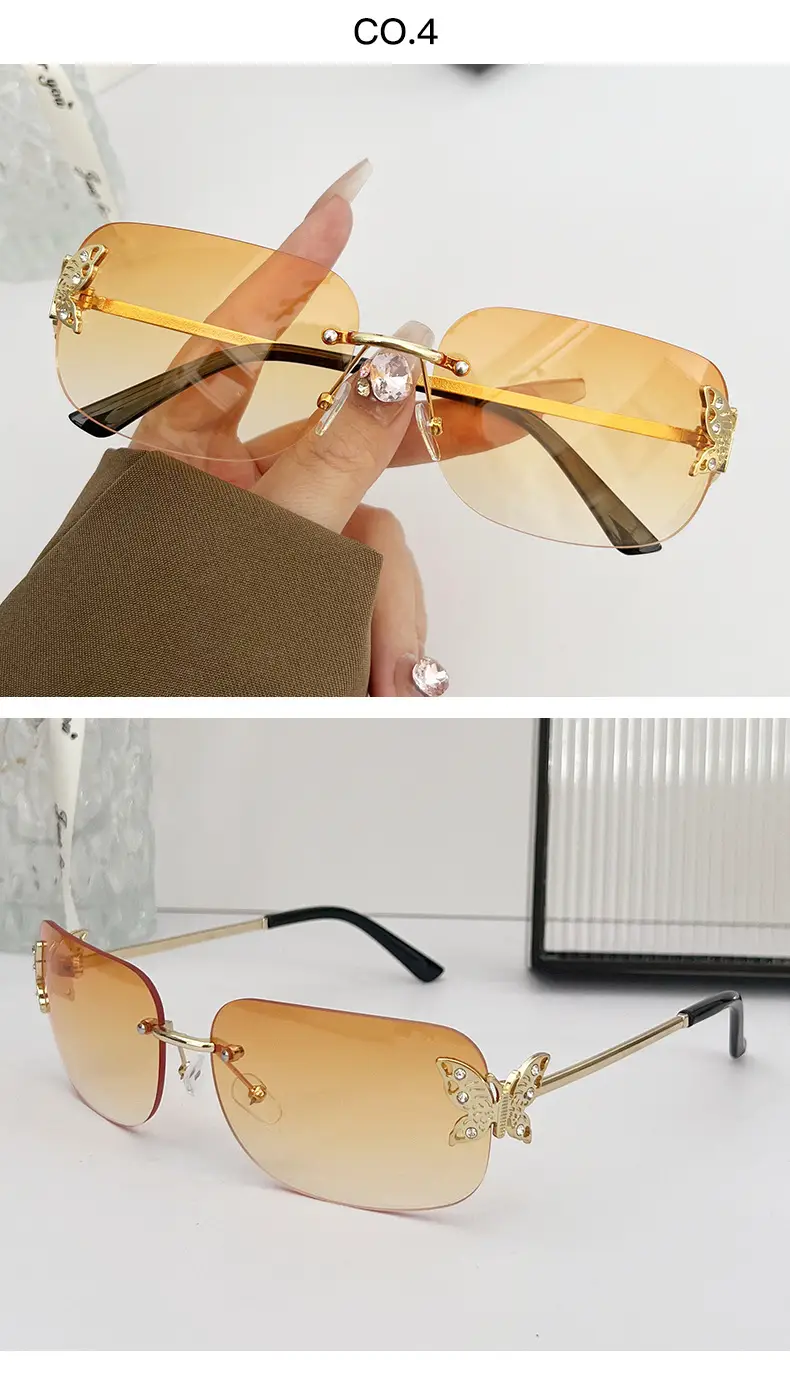Butterfly Sunglasses for Women with Square Rim & Gold Tint — feature 10