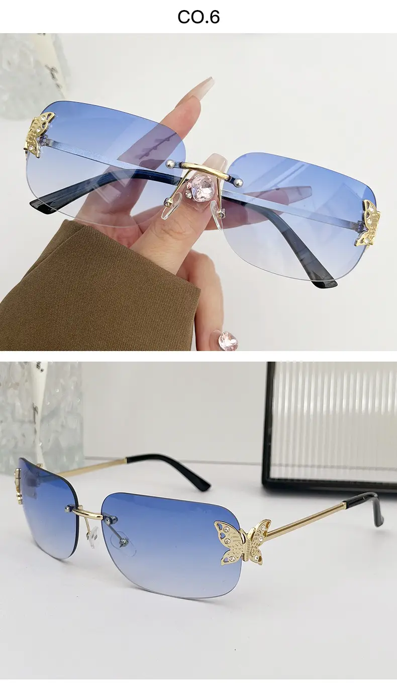 Butterfly Sunglasses for Women with Square Rim & Gold Tint — feature 12
