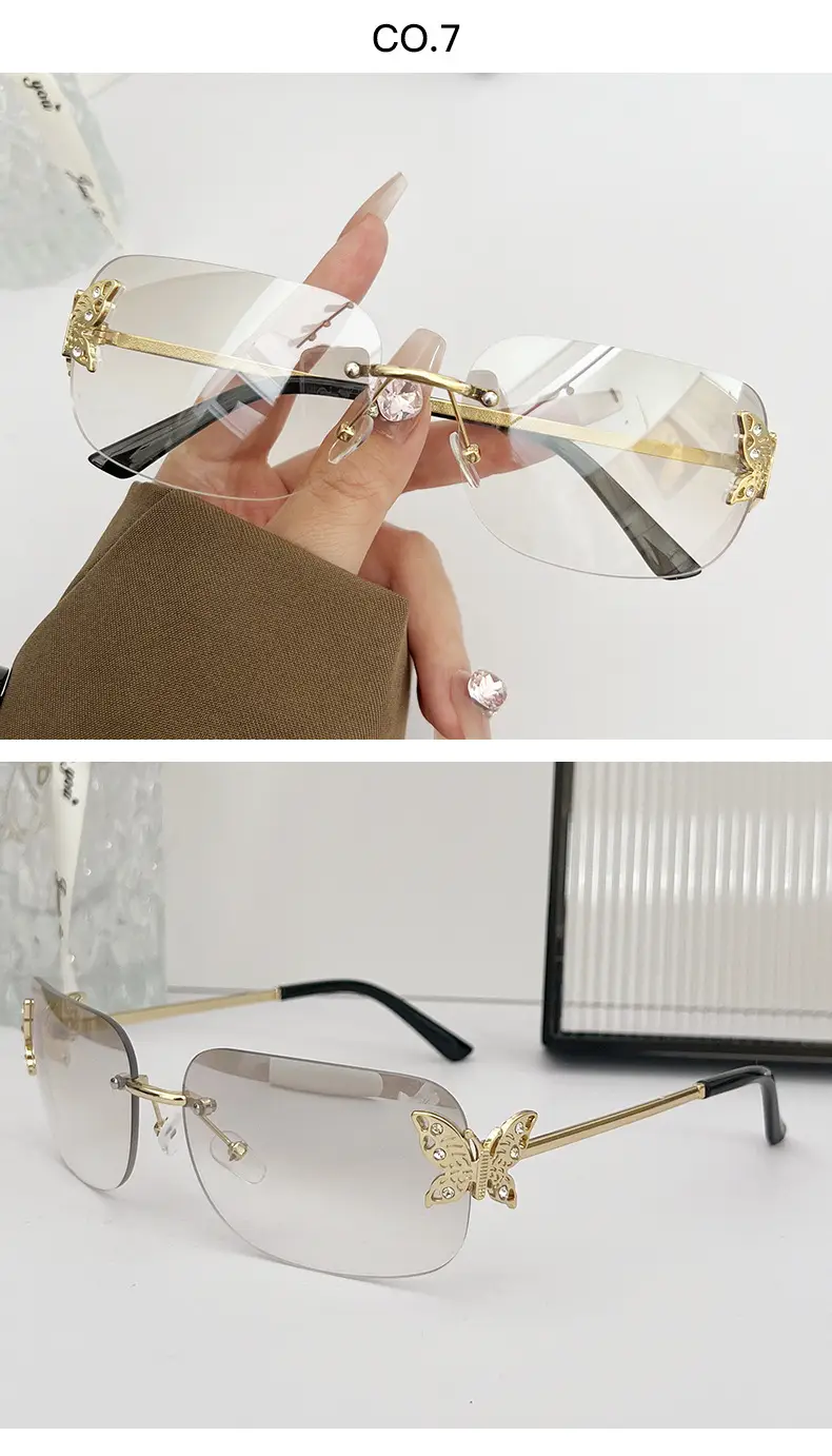 Butterfly Sunglasses for Women with Square Rim & Gold Tint — feature 13