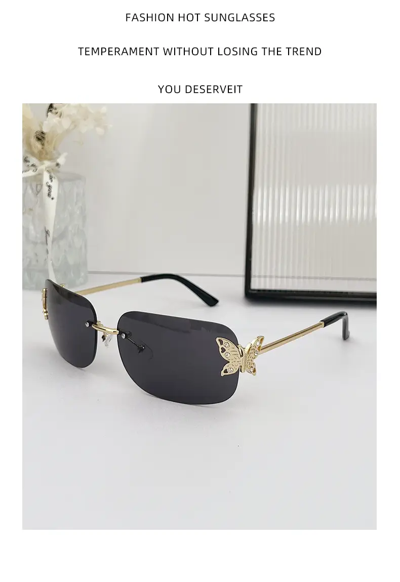 Butterfly Sunglasses for Women with Square Rim & Gold Tint — feature 2