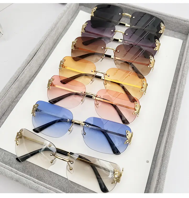 Butterfly Sunglasses for Women with Square Rim & Gold Tint — feature 3
