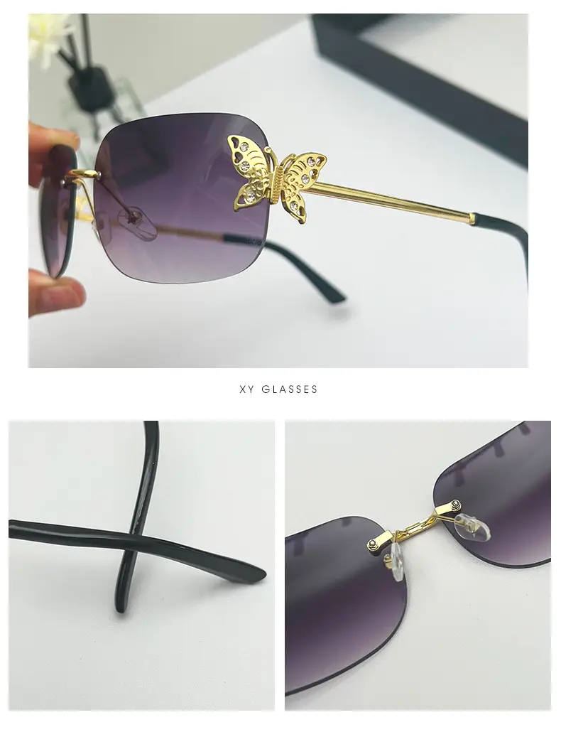Butterfly Sunglasses for Women with Square Rim & Gold Tint — feature 4