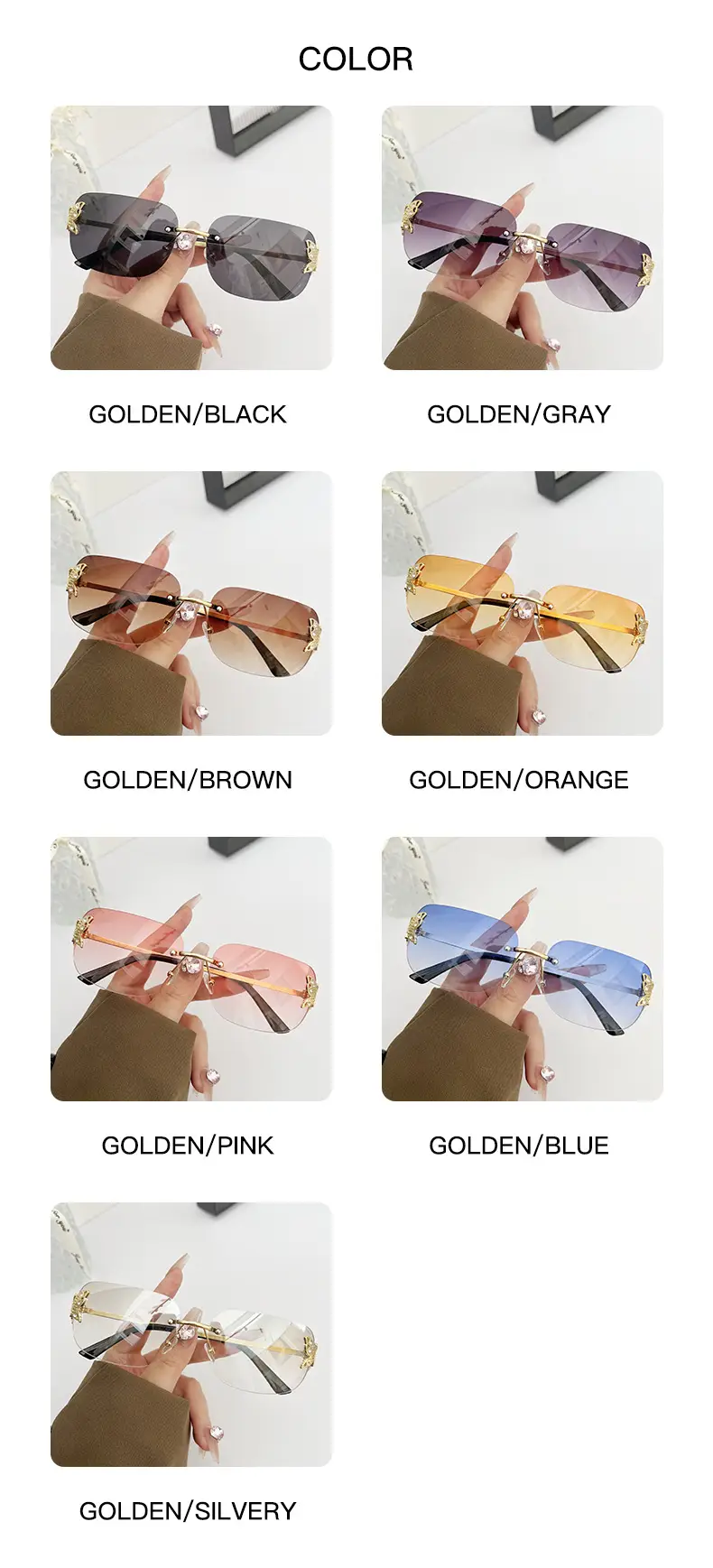 Butterfly Sunglasses for Women with Square Rim & Gold Tint — feature 6
