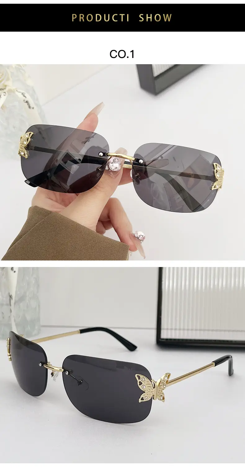 Butterfly Sunglasses for Women with Square Rim & Gold Tint — feature 7