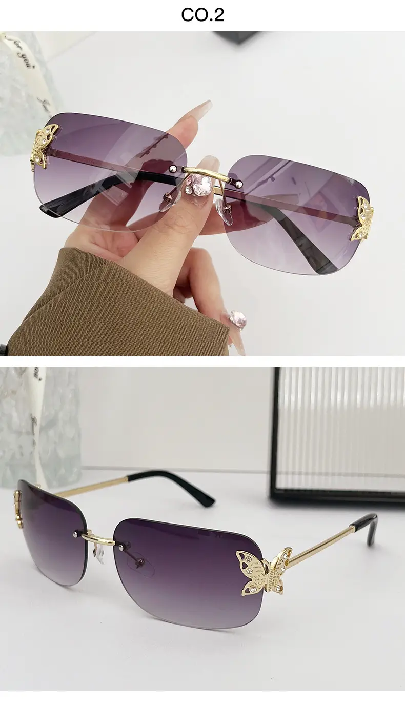 Butterfly Sunglasses for Women with Square Rim & Gold Tint — feature 8