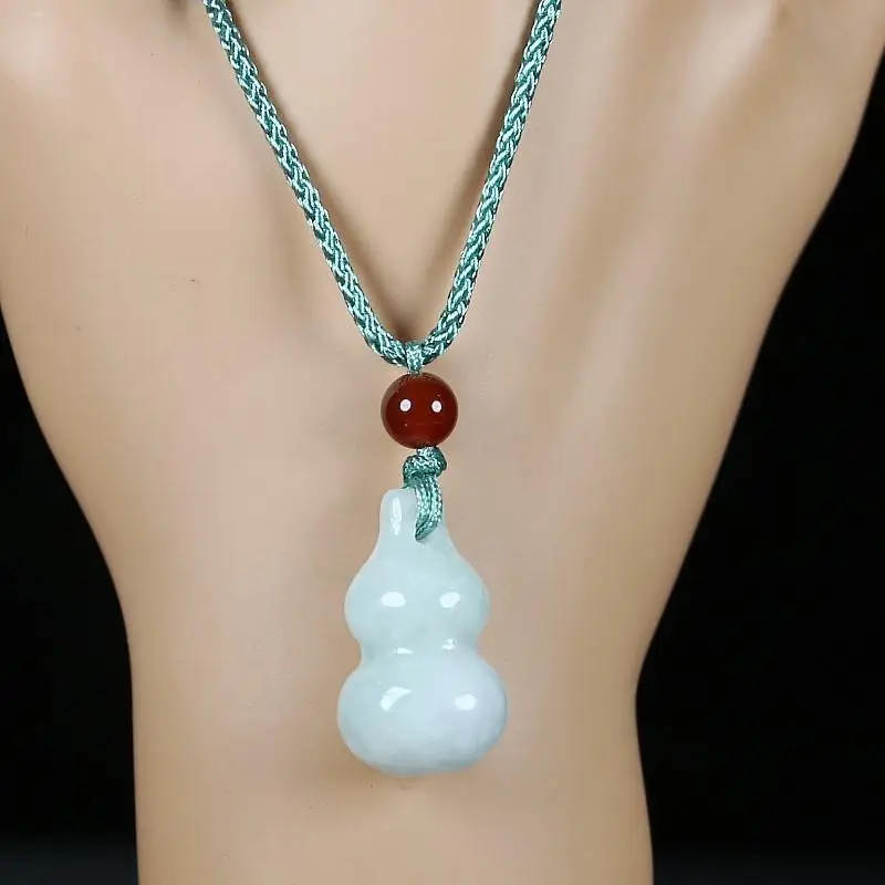 Jade Gourd Pendant Necklace Red Chain for Men Women — feature 7
