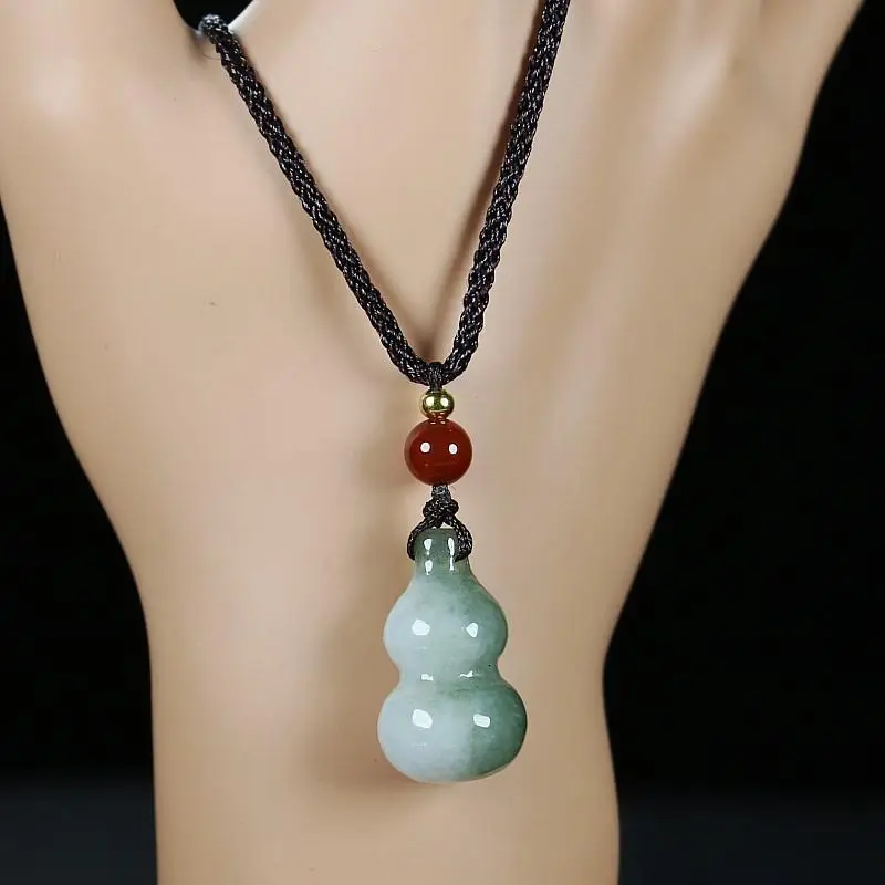 Jade Gourd Pendant Necklace Red Chain for Men Women — feature 8