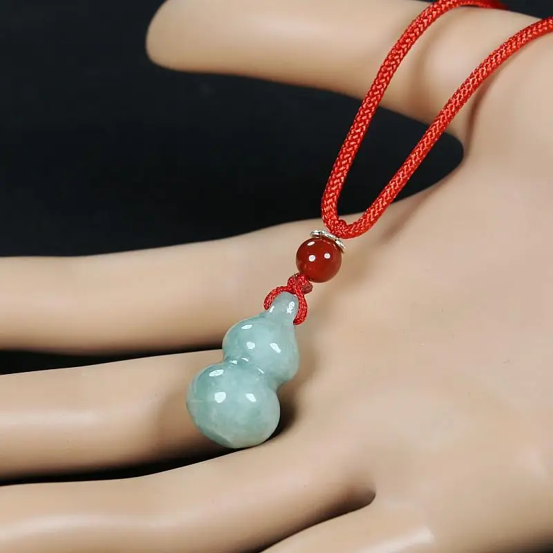 Jade Gourd Pendant Necklace Red Chain for Men Women — feature 9