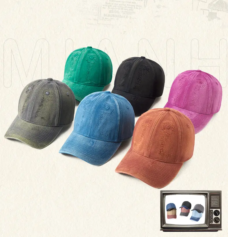 Women Distressed Cotton Cap Grey Large Head — feature 16