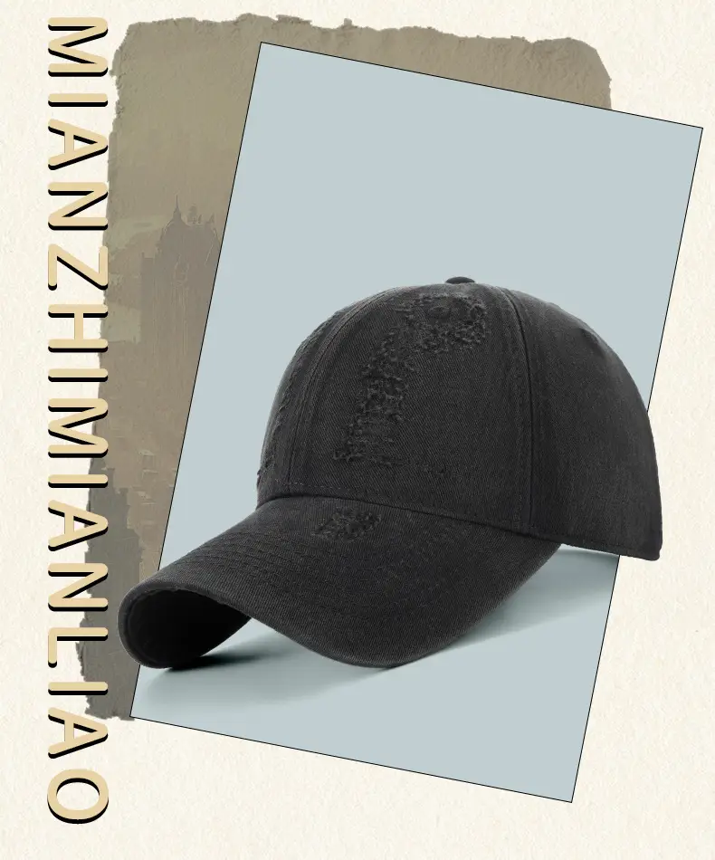 Women Distressed Cotton Cap Grey Large Head — feature 3