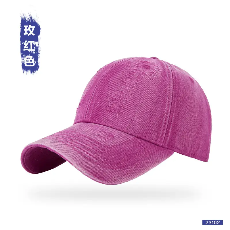 Women Distressed Cotton Cap Grey Large Head - Image 7