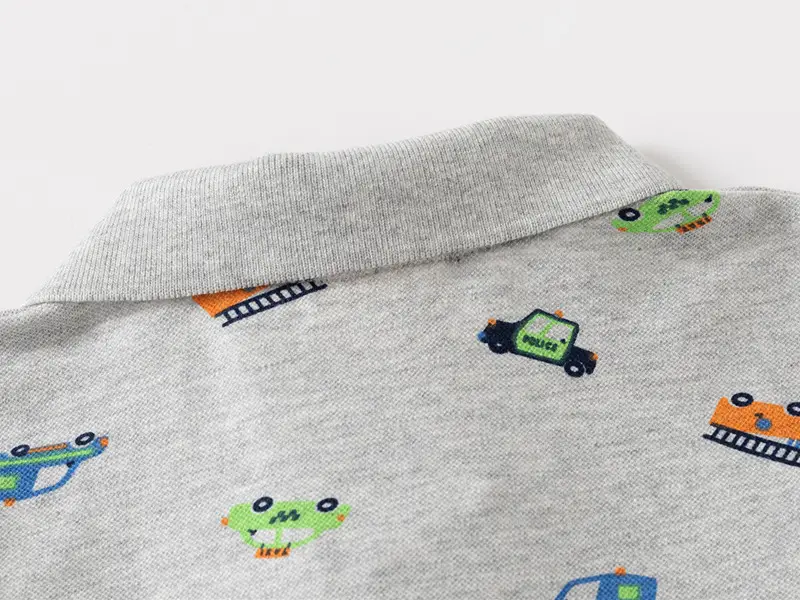 Kids Boys Car Print Polo T-Shirt Grey 2025 — feature 11