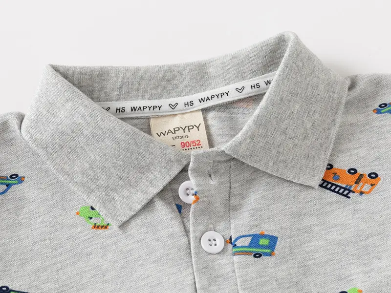 Kids Boys Car Print Polo T-Shirt Grey 2025 — feature 6