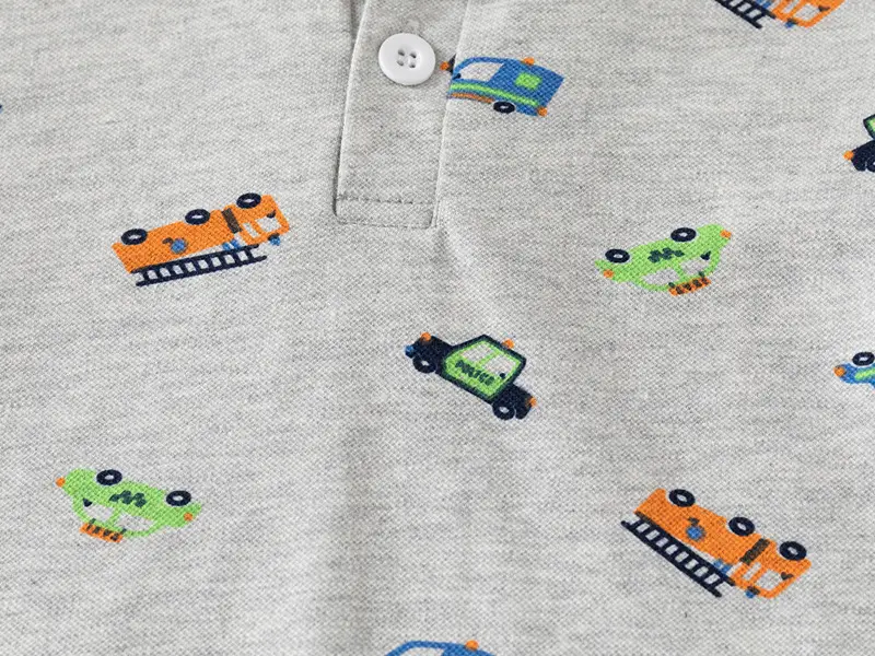 Kids Boys Car Print Polo T-Shirt Grey 2025 — feature 7