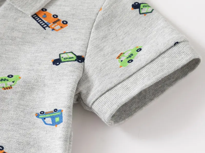 Kids Boys Car Print Polo T-Shirt Grey 2025 — feature 8