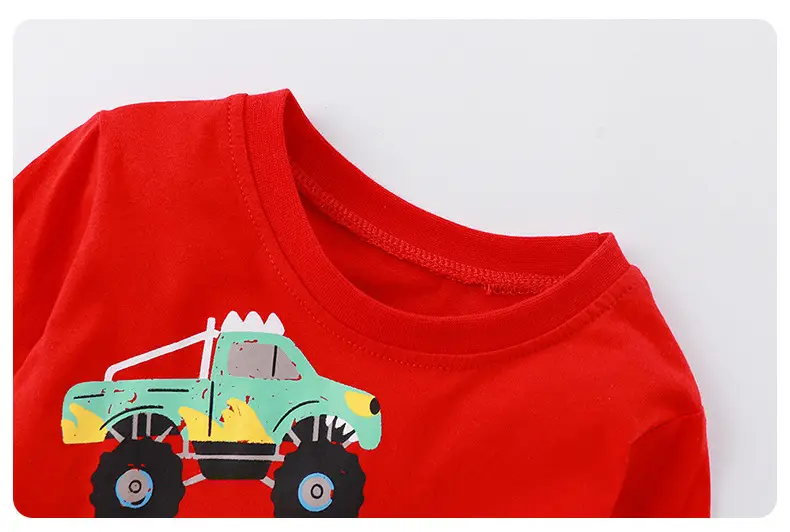 Red Kids T-Shirt with Monster Car Print Round Neck — feature 12