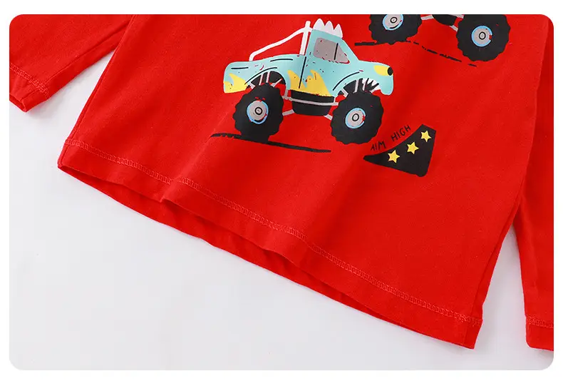 Red Kids T-Shirt with Monster Car Print Round Neck — feature 13