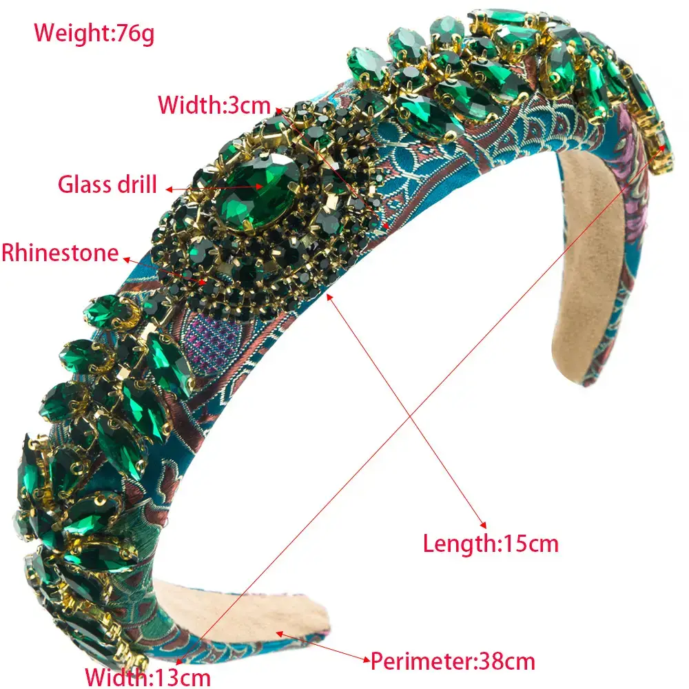 Full Diamond Sponge Headband with Elegant Embroidery - Image 6