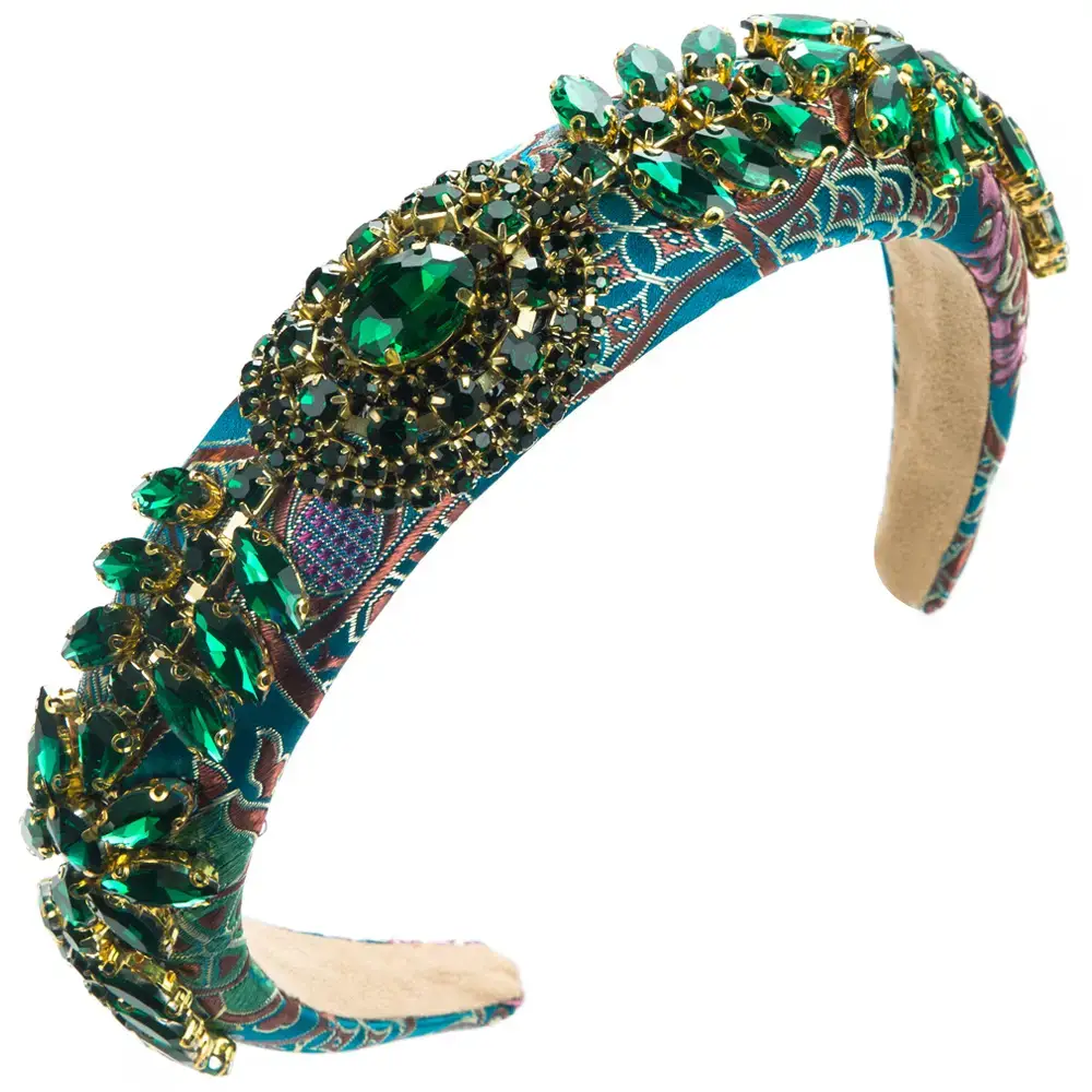 Full Diamond Sponge Headband with Elegant Embroidery - Image 4
