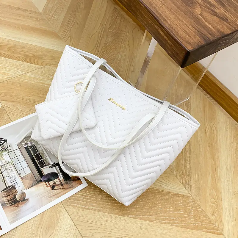 2-Piece Water Ripple Embroidered Tote Bag Women's Shoulder Bag - Image 8
