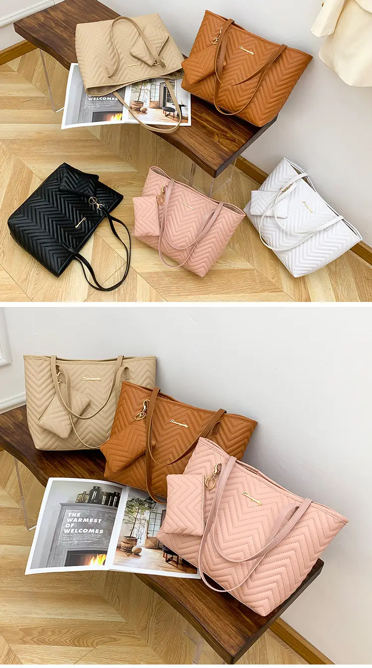 2-Piece Water Ripple Embroidered Tote Bag Women's Shoulder Bag — feature 14