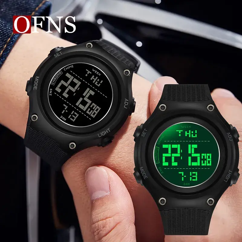 Ofns Digital Alarm Watch for Men Black Waterproof Sports Wear - Image 8