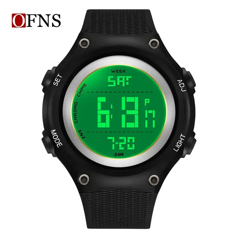 Ofns Digital Alarm Watch for Men Black Waterproof Sports Wear - Image 2