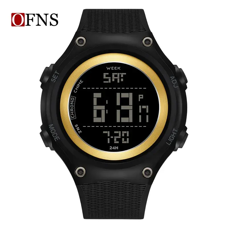 Ofns Digital Alarm Watch for Men Black Waterproof Sports Wear - Image 3