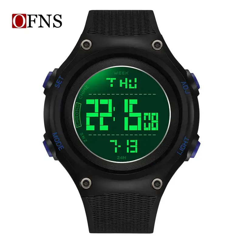 Ofns Digital Alarm Watch for Men Black Waterproof Sports Wear - Image 4