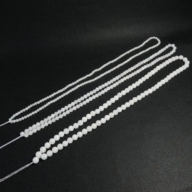 White Jade Round Beads Pendant String with Golden Silk — feature 6