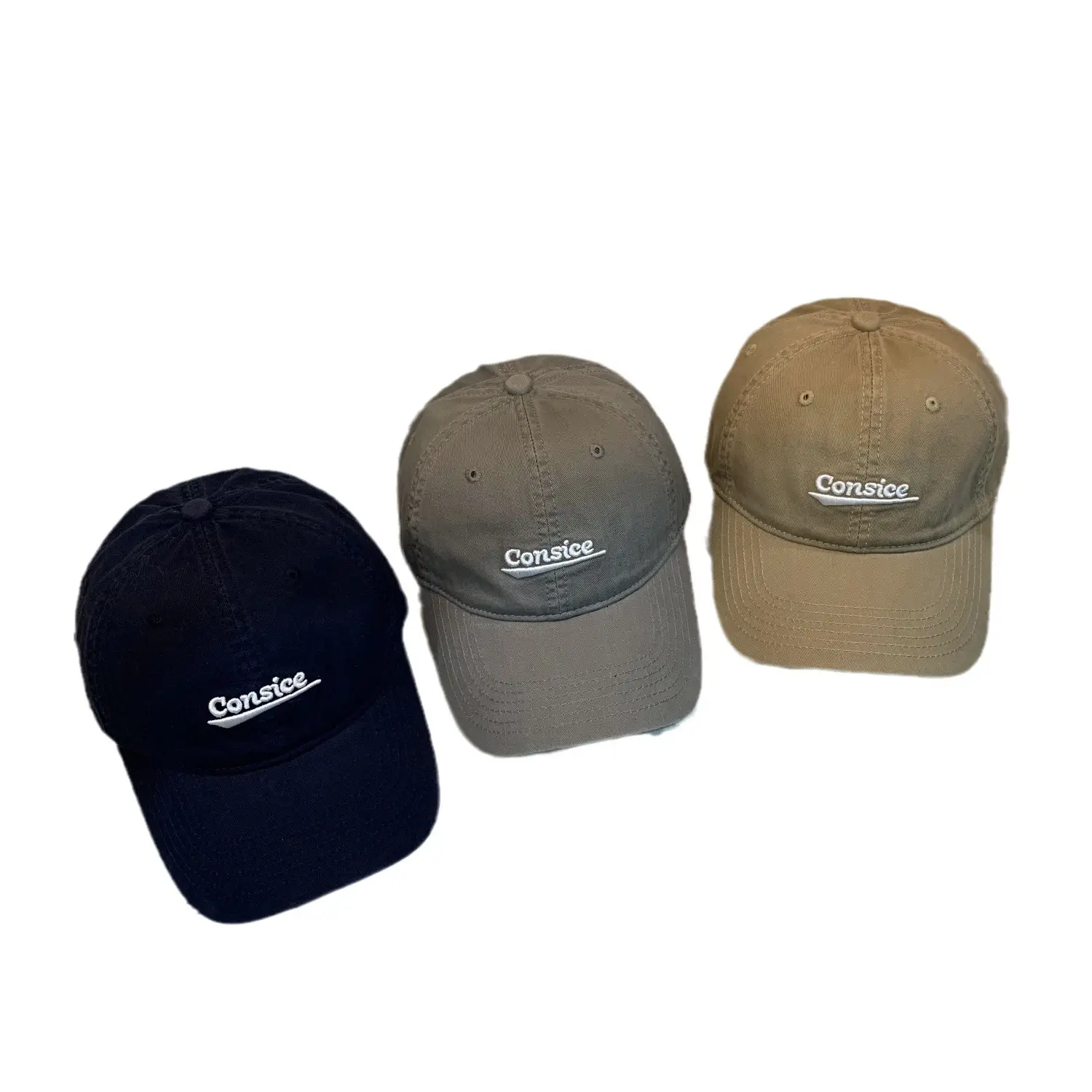 American Letters 3D Embroidered Baseball Cap Navy Beige Brown - Image 8