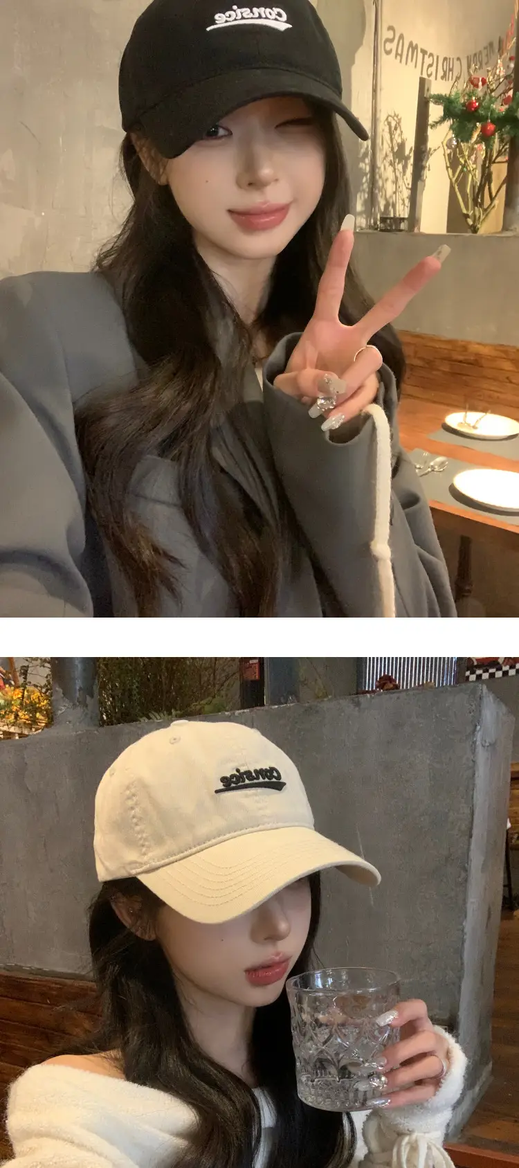 American Letters 3D Embroidered Baseball Cap Navy Beige Brown — feature 3