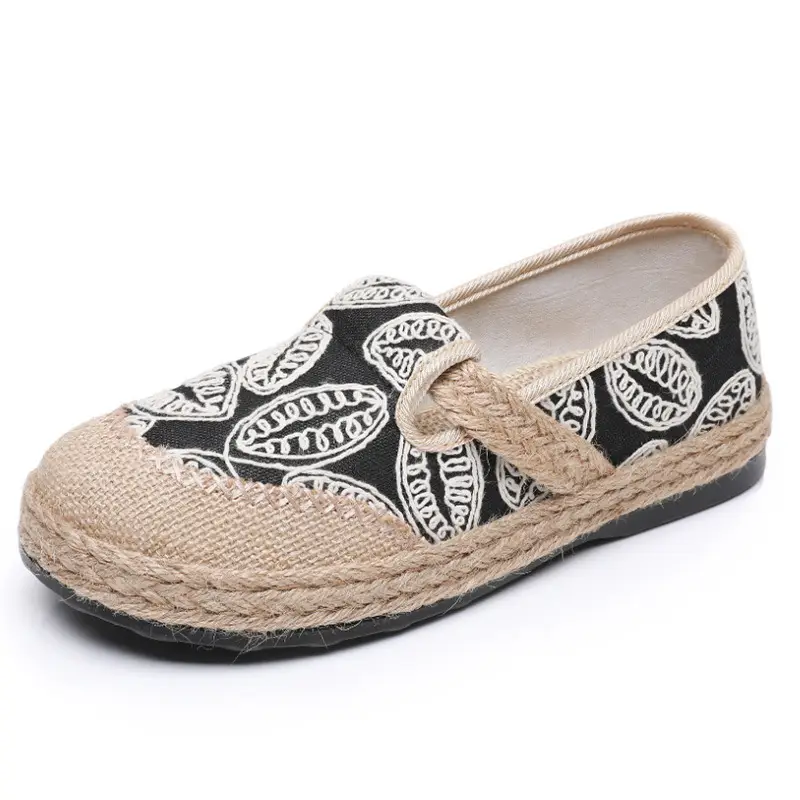 Spring New lazy slip-on fisherman shoes women's retro style linen round toe casual cotton and linen shoes old Beijing cloth shoes - Image 7