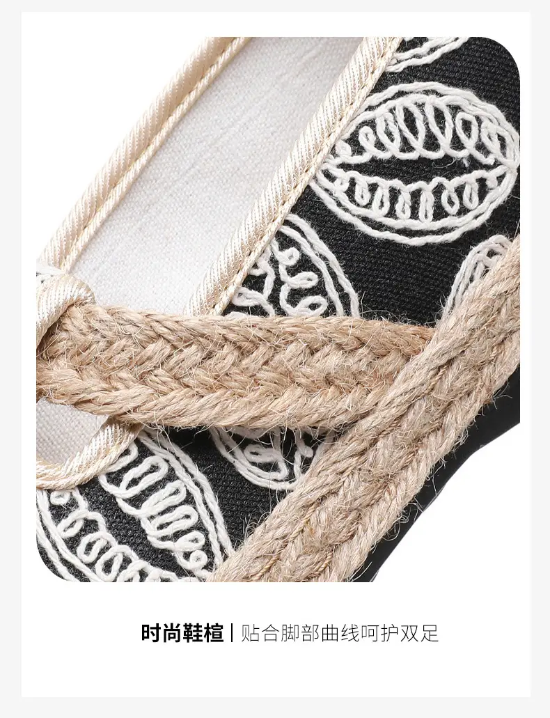 Spring New lazy slip-on fisherman shoes women's retro style linen round toe casual cotton and linen shoes old Beijing cloth shoes — feature 10