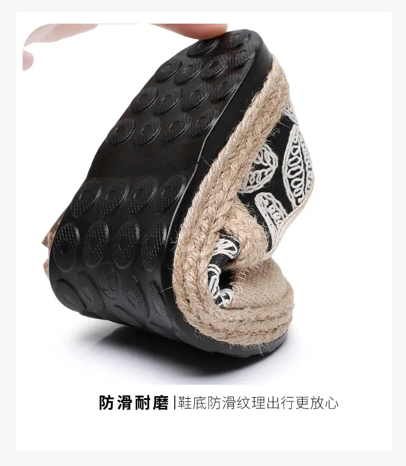 Spring New lazy slip-on fisherman shoes women's retro style linen round toe casual cotton and linen shoes old Beijing cloth shoes — feature 11