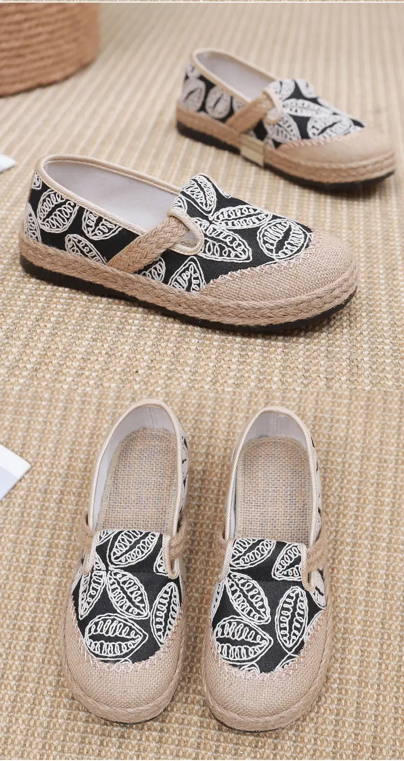 Spring New lazy slip-on fisherman shoes women's retro style linen round toe casual cotton and linen shoes old Beijing cloth shoes — feature 23