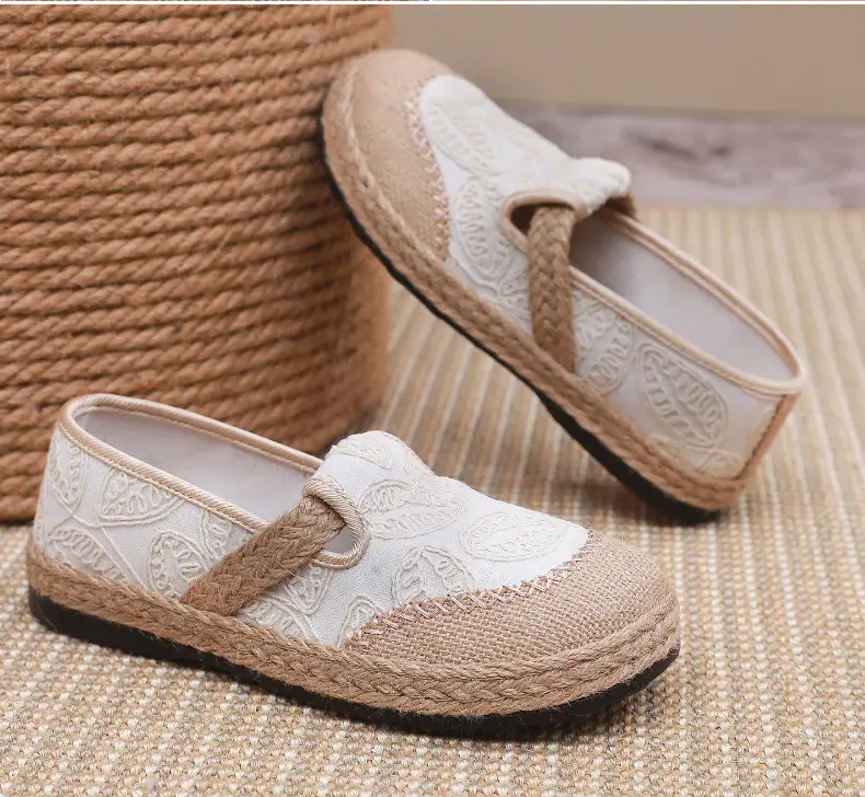 Spring New lazy slip-on fisherman shoes women's retro style linen round toe casual cotton and linen shoes old Beijing cloth shoes — feature 26