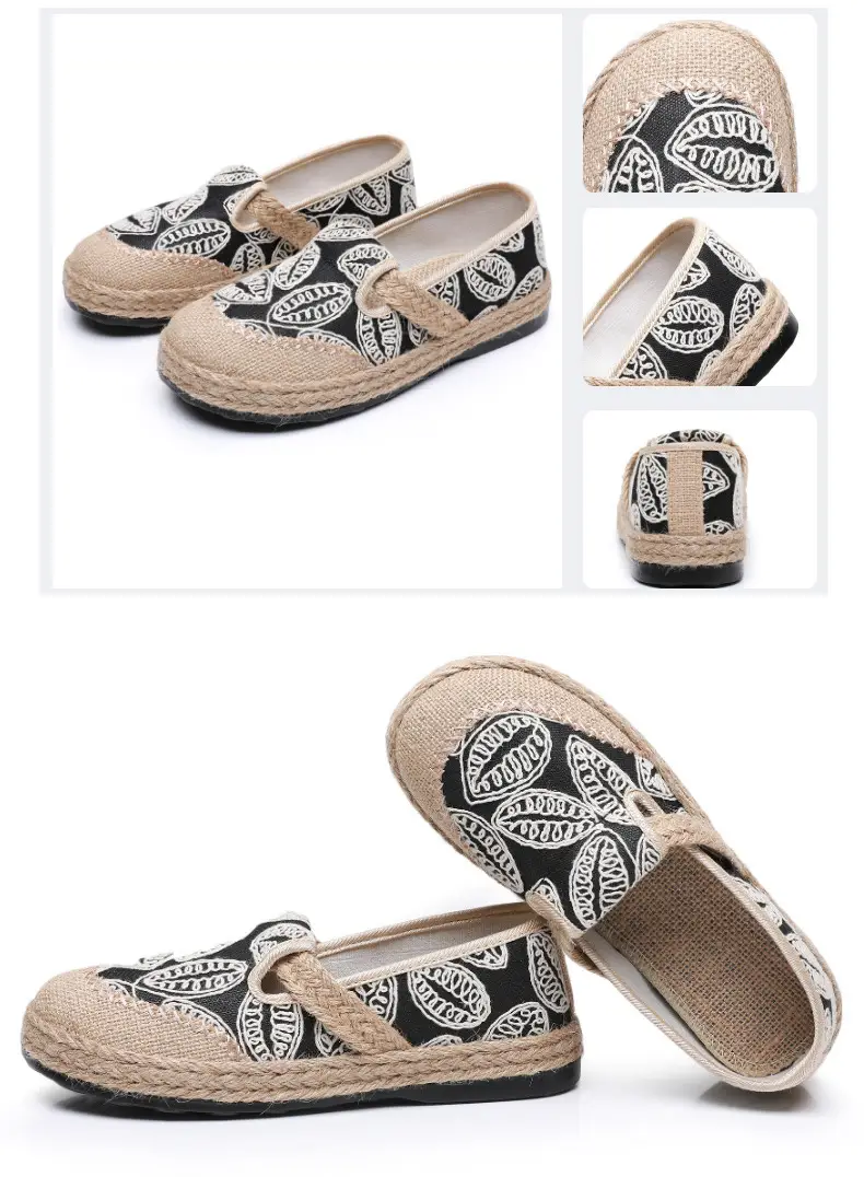 Spring New lazy slip-on fisherman shoes women's retro style linen round toe casual cotton and linen shoes old Beijing cloth shoes — feature 28