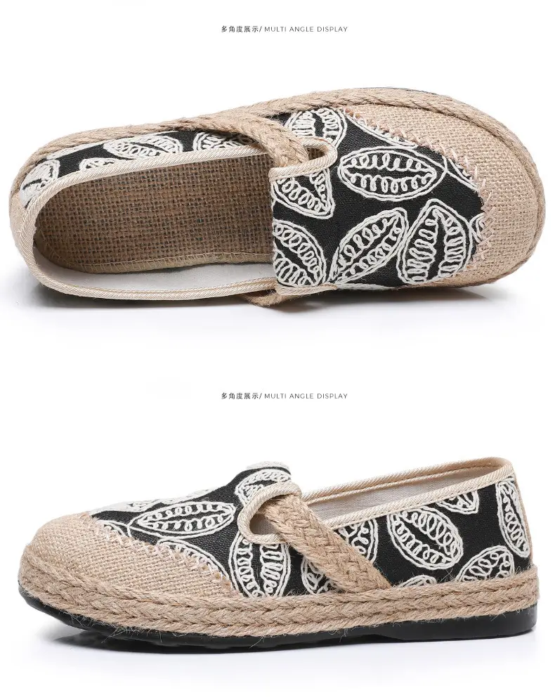 Spring New lazy slip-on fisherman shoes women's retro style linen round toe casual cotton and linen shoes old Beijing cloth shoes — feature 29