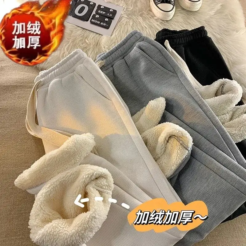 Men's Grey Fleece Warm Sweatpants Winter Thickened - Image 4