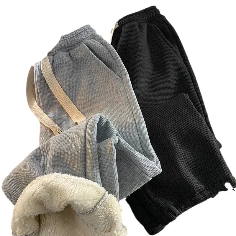 Men's Grey Fleece Warm Sweatpants Winter Thickened - Image 5