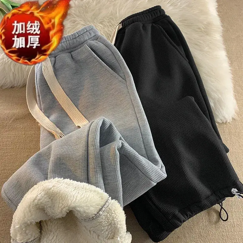 Men's Grey Fleece Warm Sweatpants Winter Thickened — feature 3