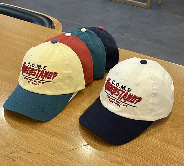 Women's Letter Embroidered Baseball Cap Yellow Blue — feature 12