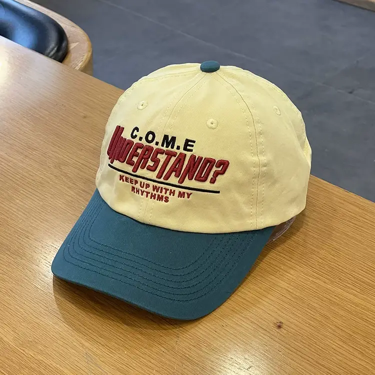 Women's Letter Embroidered Baseball Cap Yellow Blue — feature 30