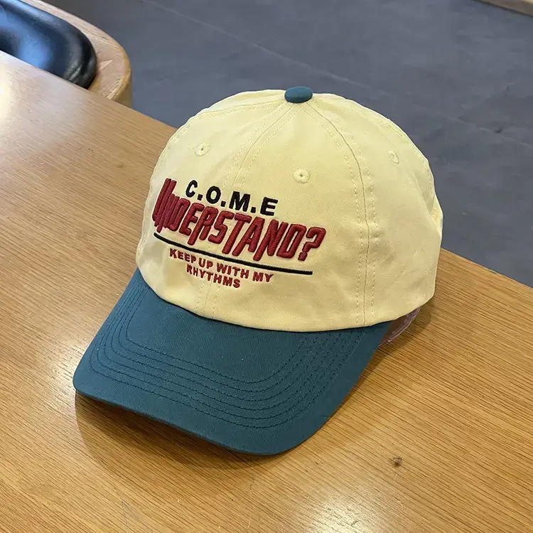 Women's Letter Embroidered Baseball Cap Yellow Blue - Image 4