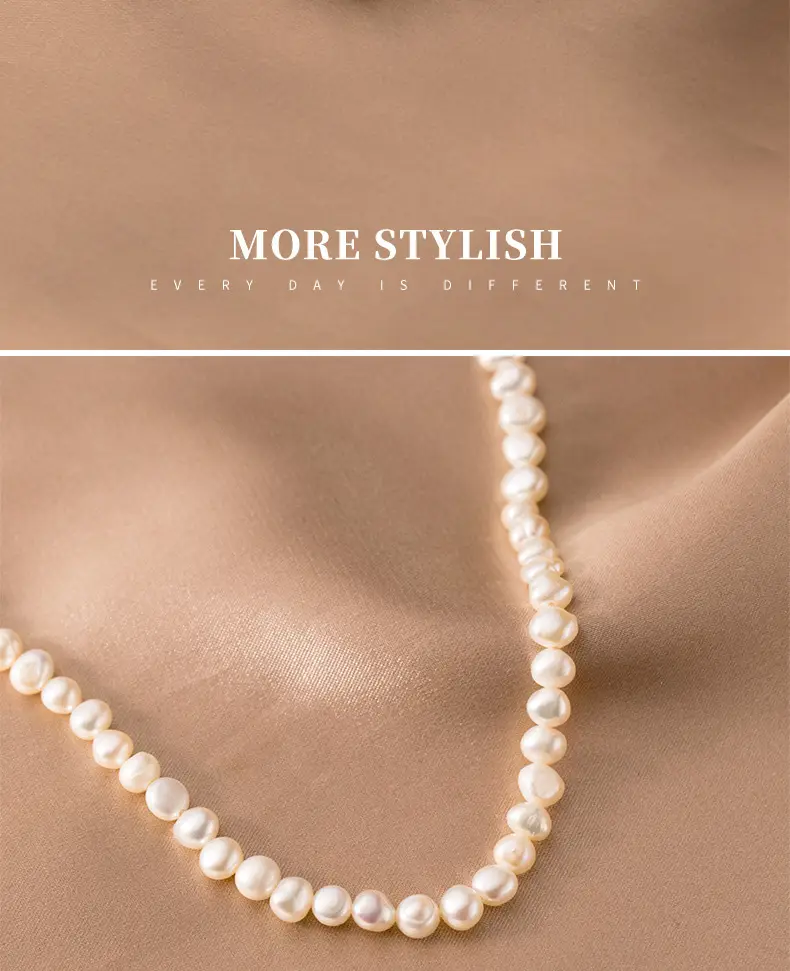 S925 Silver Pearl Beaded Clavicle Necklace — feature 38