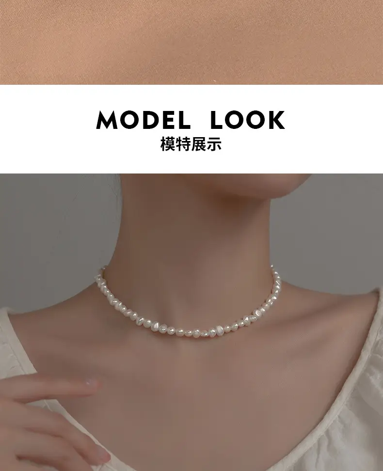 S925 Silver Pearl Beaded Clavicle Necklace — feature 39