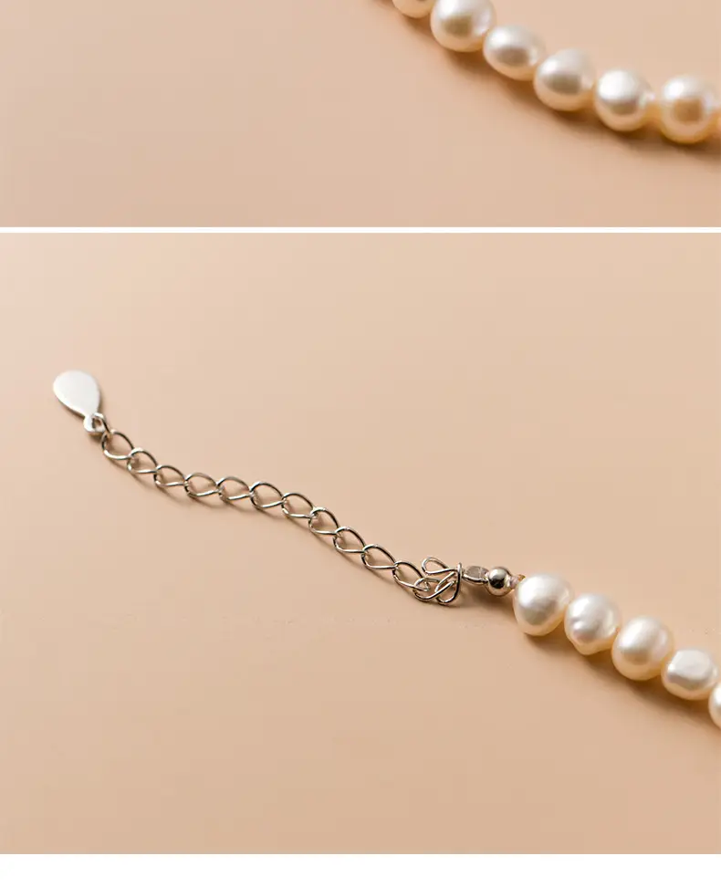 S925 Silver Pearl Beaded Clavicle Necklace — feature 42