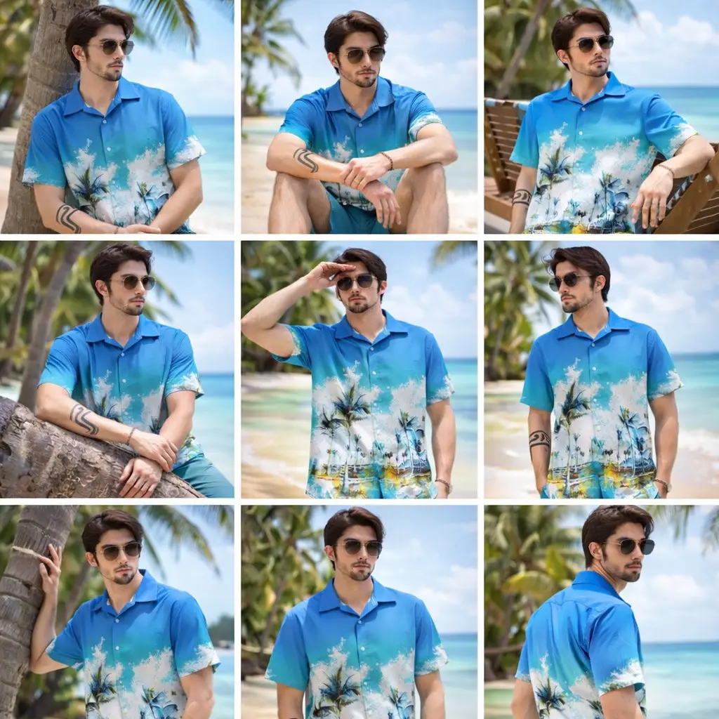 Men Palm Leaf Print Shirt Small Batch 2025 - Image 14